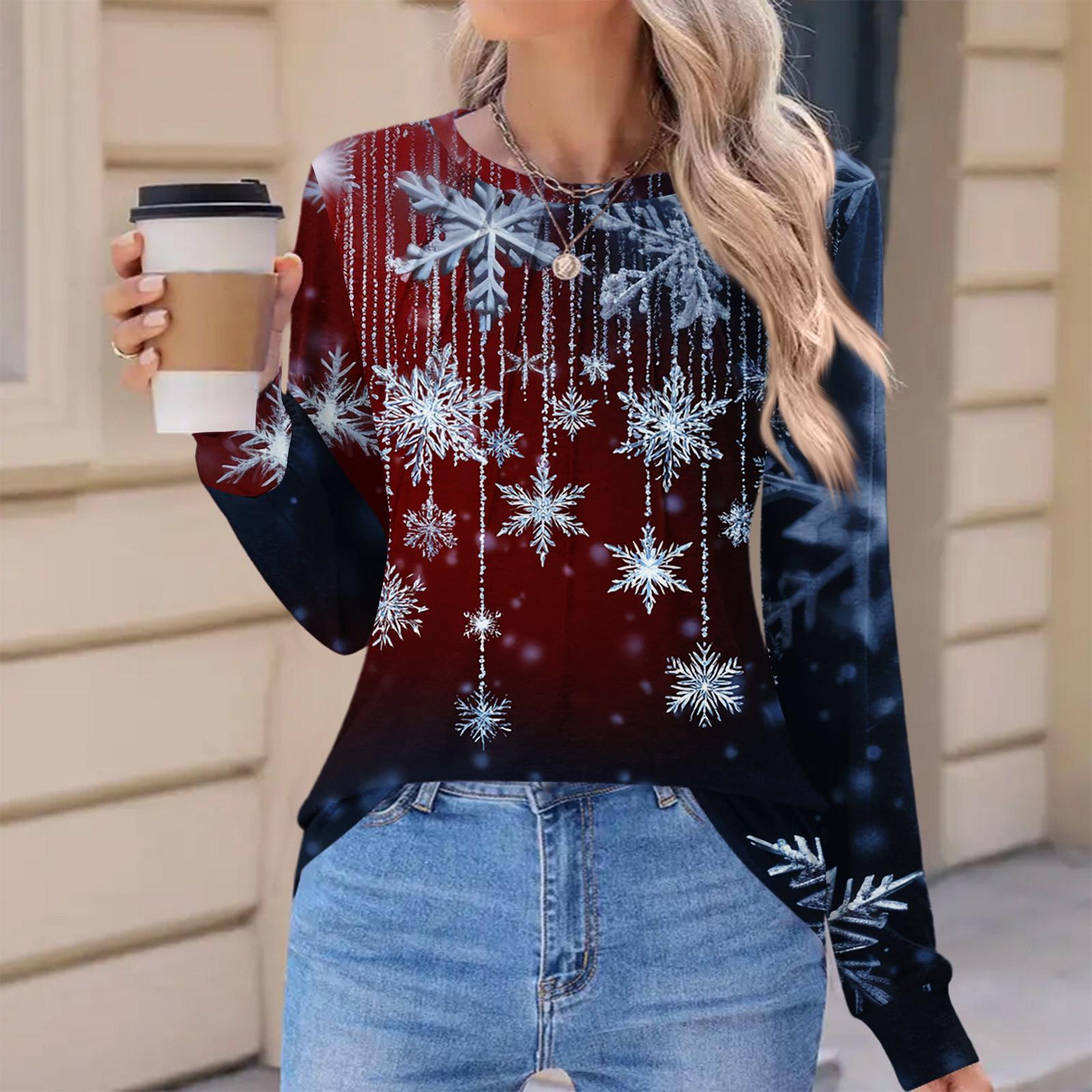 Women s Fashionable Casual Christmas Printed Pleated Comfortable Round Neck Loose Long Sleeve T-Shirt Top L синий
Women s Fashionable Casual Christmas Printed Pleated Comfortable Round Neck Loose Long Sleeve T-Shirt Top L синий