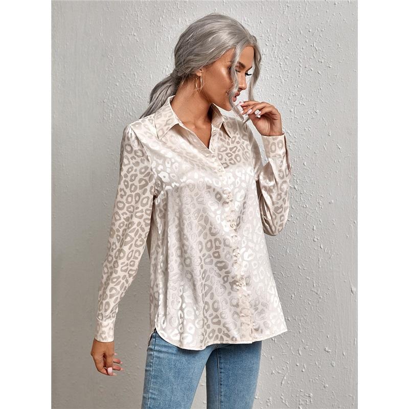 Womens Spring Summer Lapel Button Up Leopard Print Jacquard Shirt Elegant Commuter Long Sleeve Shirt L бежевый
Womens Spring Summer Lapel Button Up Leopard Print Jacquard Shirt Elegant Commuter Long Sleeve Shirt L бежевый