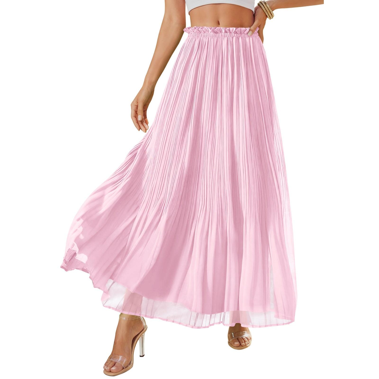 Women s High Waist Pleated Maxi Skirt Lightweight Flowy Chiffon Elastic Waistband Long Skirt for Casual Wear L рожевий
Women s High Waist Pleated Maxi Skirt Lightweight Flowy Chiffon Elastic Waistband Long Skirt for Casual Wear L рожевий