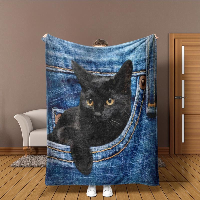 Blue cute cat with denim pattern Flannel printed blanket suitable for all seasons suitable for living room office sofa travel 75x90cm
Blue cute cat with denim pattern Flannel printed blanket suitable for all seasons suitable for living room office sofa travel 75x90cm