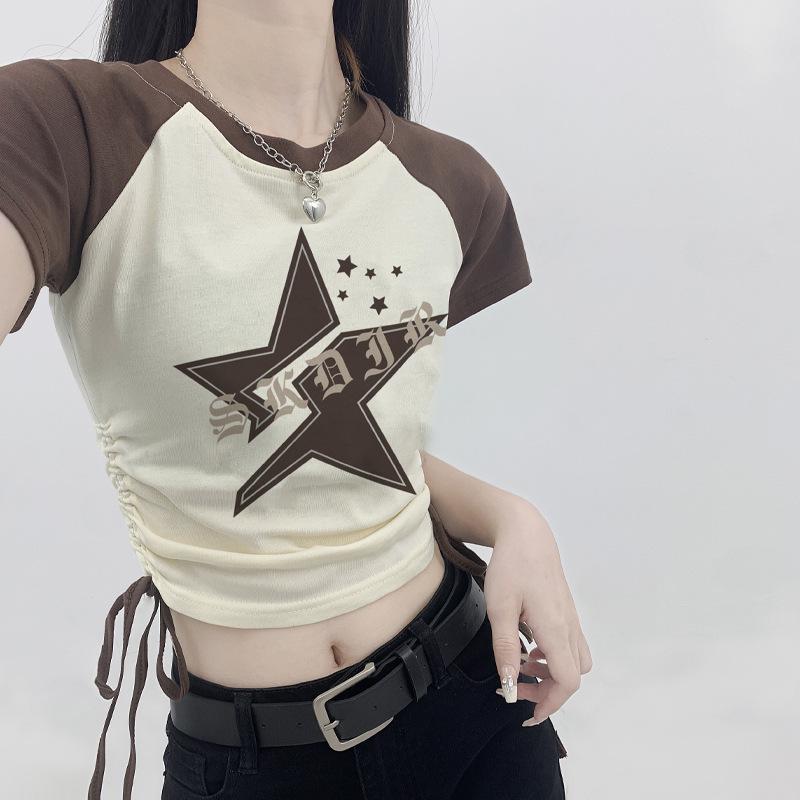Women s American Retro Star Color Block Raglan Lace-Up Short Sleeve T-Shirt XL (105-120 lbs)
Women s American Retro Star Color Block Raglan Lace-Up Short Sleeve T-Shirt XL (105-120 lbs)