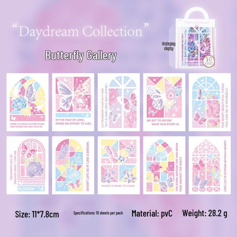 Yuxian Daydream Butterfly Flower Transparent PVC Journal Cards - Decorative Student Markers with Ins Style Hemp Background
Yuxian Daydream Butterfly Flower Transparent PVC Journal Cards - Decorative Student Markers with Ins Style Hemp Background