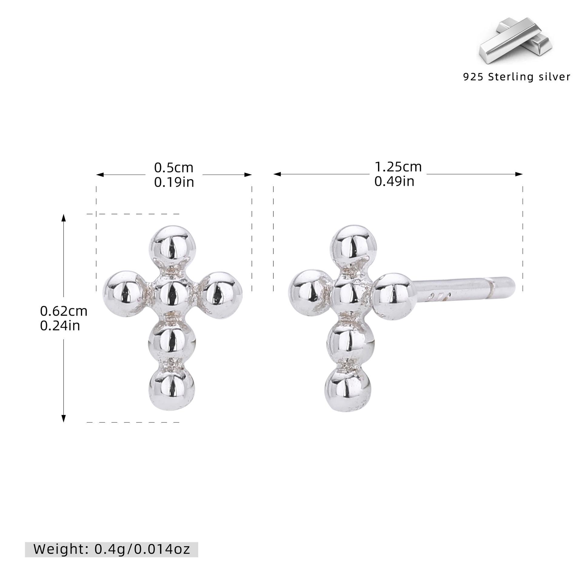 925 Sterling Silver Beaded Cross Stud Earrings – 2 Colors Religious Minimalist Jewelry for Women Men
925 Sterling Silver Beaded Cross Stud Earrings – 2 Colors Religious Minimalist Jewelry for Women Men