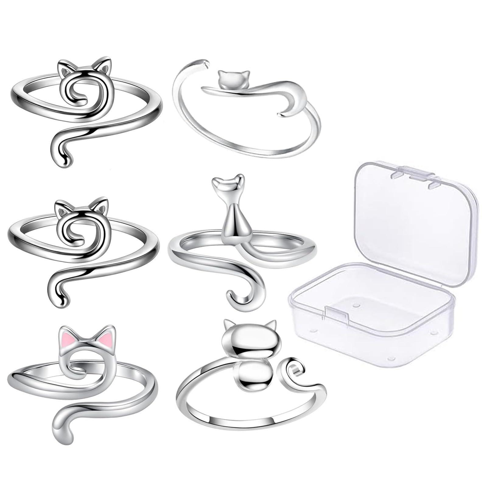 6 шт. Кольца для вязания крючком в виде кошачьих ушей Кольца для натяжения крючком Кольца для вязания крючком Регулируемые кольца для вязания крючком Подарок для любителей рукоделия