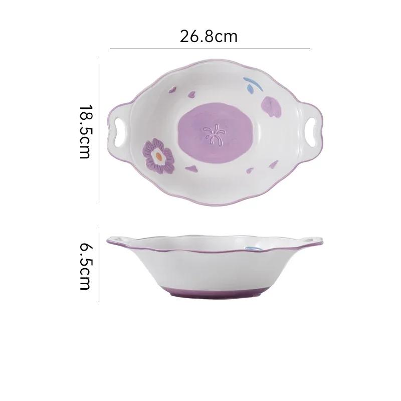Креативные рельефные цветы Керамические тарелки Роскошные ресторанные салатницы Десертные тарелки Вкусные блюда Супницы Изысканная столовая посуда