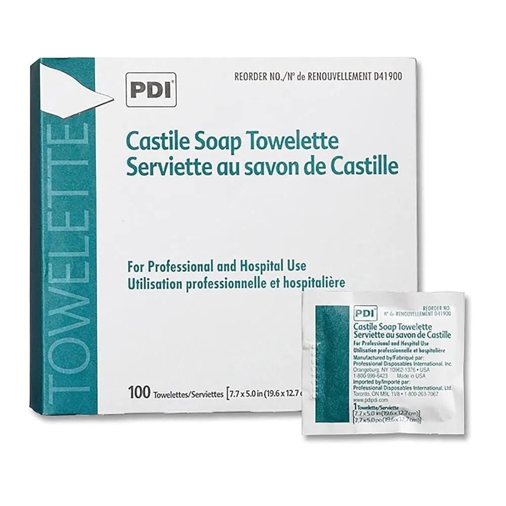 PDI Castile Soap Towelette - Pre-moisturized facial cleansing wipes infused with coconut oil. Suitable for travel. Individual packets. 19.6 x 12.7 cm
PDI Castile Soap Towelette - Pre-moisturized facial cleansing wipes infused with coconut oil. Suitable for travel. Individual packets. 19.6 x 12.7 cm