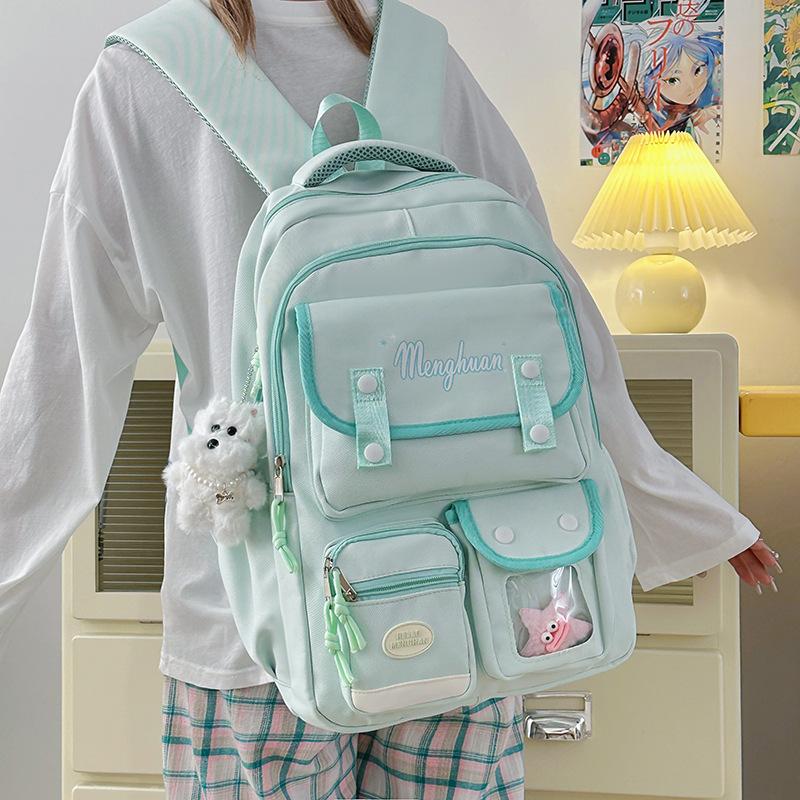 School bag, junior high school girls, multi-pocket backpack, high school , large-capacity load reduction, ridge protection, cute versatile backpack single bag will send a badge. зелений
School bag, junior high school girls, multi-pocket backpack, high school , large-capacity load reduction, ridge protection, cute versatile backpack single bag will send a badge. зелений
