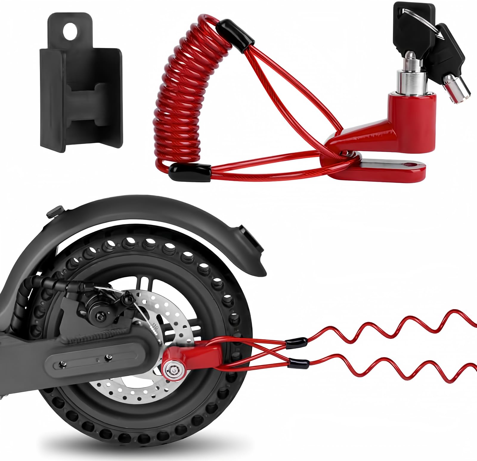 E Scooter Locks Anti-Theft, Cable Bike Locks Waterproof 5FT /12mm Cable with 2 Keys for Electric Bike, Strollers, Lawnmowers with Lock Holders
E Scooter Locks Anti-Theft, Cable Bike Locks Waterproof 5FT /12mm Cable with 2 Keys for Electric Bike, Strollers, Lawnmowers with Lock Holders