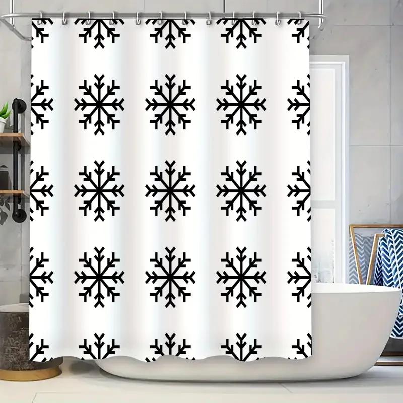 Modern Snowflake Pattern Shower Curtain Set Black White Bathroom Decor Ideas For Kids Bathrooms, Washable Waterproof Fabric With W60H190(CM)-1 Pcs
Modern Snowflake Pattern Shower Curtain Set Black White Bathroom Decor Ideas For Kids Bathrooms, Washable Waterproof Fabric With W60H190(CM)-1 Pcs