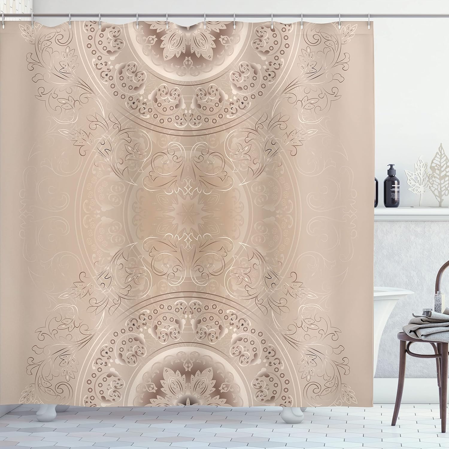 Beige Mandala Shower Curtain Elegant Floral Pattern Boho Design Luxury Bath Decor Waterproof Fabric Artistic Theme Home W60H190(CM)-1 Pcs
Beige Mandala Shower Curtain Elegant Floral Pattern Boho Design Luxury Bath Decor Waterproof Fabric Artistic Theme Home W60H190(CM)-1 Pcs