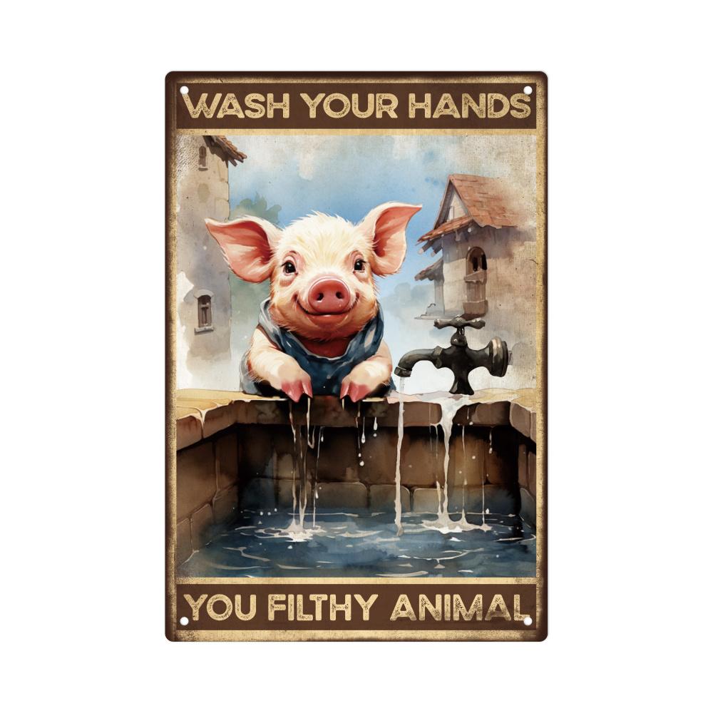 Vintage Wash Your Hands Metal Tin Sign - Humorous Pig Wall Art with Waterfall & Rustic House Design, Perfect for Home Decor 20x30cm(7.8x11.8inch)
Vintage Wash Your Hands Metal Tin Sign - Humorous Pig Wall Art with Waterfall & Rustic House Design, Perfect for Home Decor 20x30cm(7.8x11.8inch)