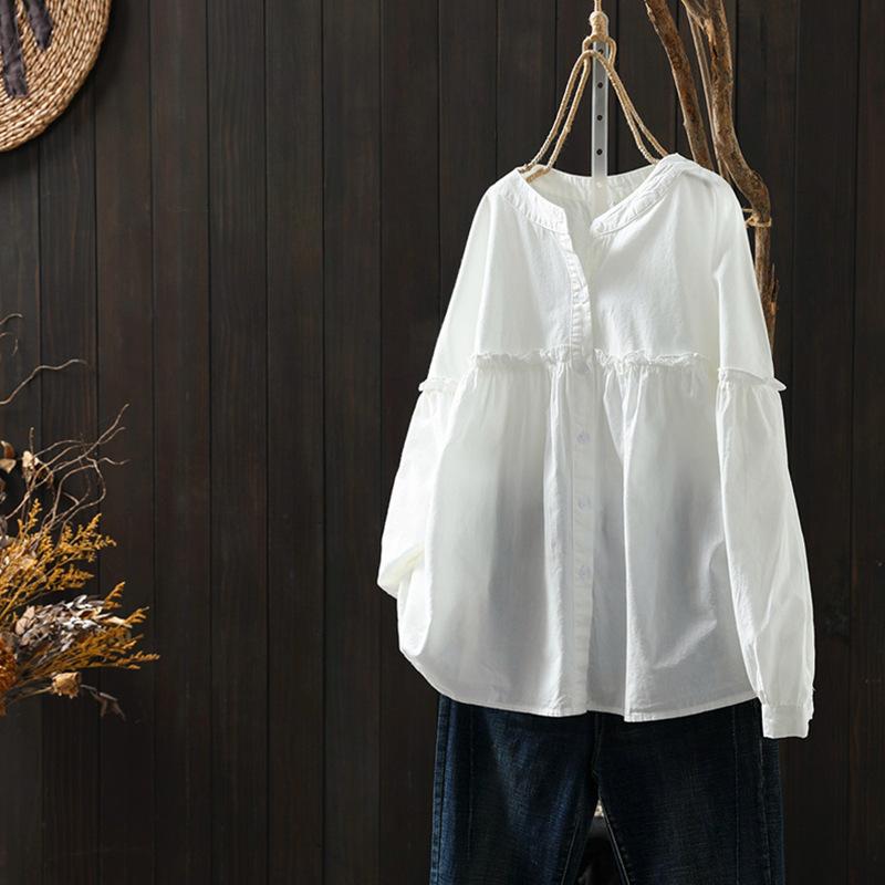 Blue Striped Cotton Shirt for Women Long-sleeved Spring Clothes New Style Loose Slimming Top Base Shirt M
Blue Striped Cotton Shirt for Women Long-sleeved Spring Clothes New Style Loose Slimming Top Base Shirt M