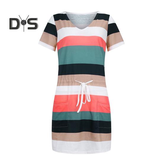 Женское летнее платье в полоску с V-образным вырезом и коротким рукавом, повседневное мини-платье с завязками и карманами XXL темно-зеленого
Женское летнее платье в полоску с V-образным вырезом и коротким рукавом, повседневное мини-платье с завязками и карманами XXL темно-зеленого