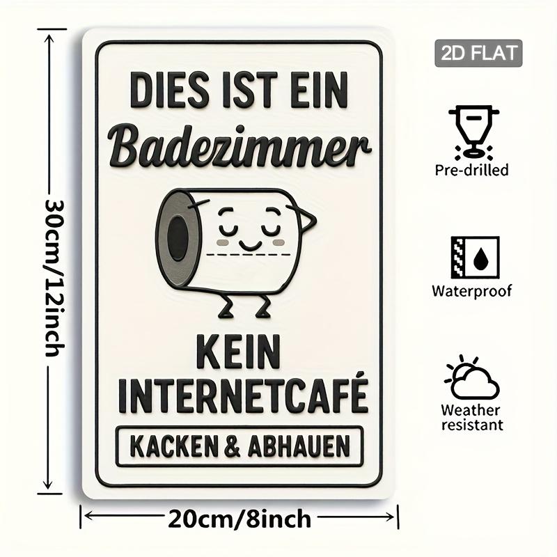 Funny German Bathroom Sign Metal Plaque Cute Toilet Paper Cartoon Wall DecorD Printed Iron Art xcm for BathroomRestroom 20x30cm(7.8x11.8inch)
Funny German Bathroom Sign Metal Plaque Cute Toilet Paper Cartoon Wall DecorD Printed Iron Art xcm for BathroomRestroom 20x30cm(7.8x11.8inch)