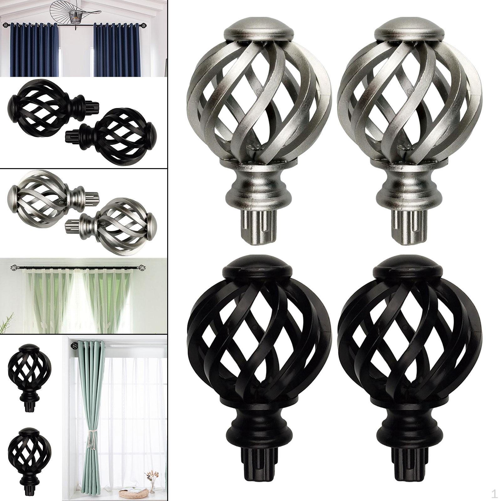 2Pairs Curtain Rod Finials 3/4 inch Argent Hollow Out and Black
2Pairs Curtain Rod Finials 3/4 inch Argent Hollow Out and Black