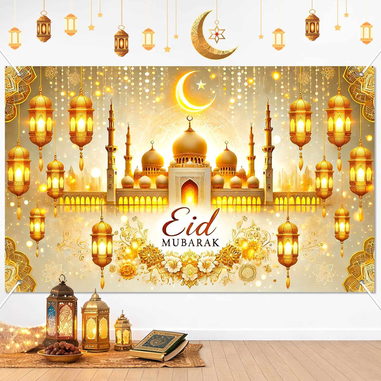 VIKAMA Ramadan Mubarak Banner Background Islamic Palace Mosque Background Ramadan Decoration 150x200cm(60x80in)
VIKAMA Ramadan Mubarak Banner Background Islamic Palace Mosque Background Ramadan Decoration 150x200cm(60x80in)