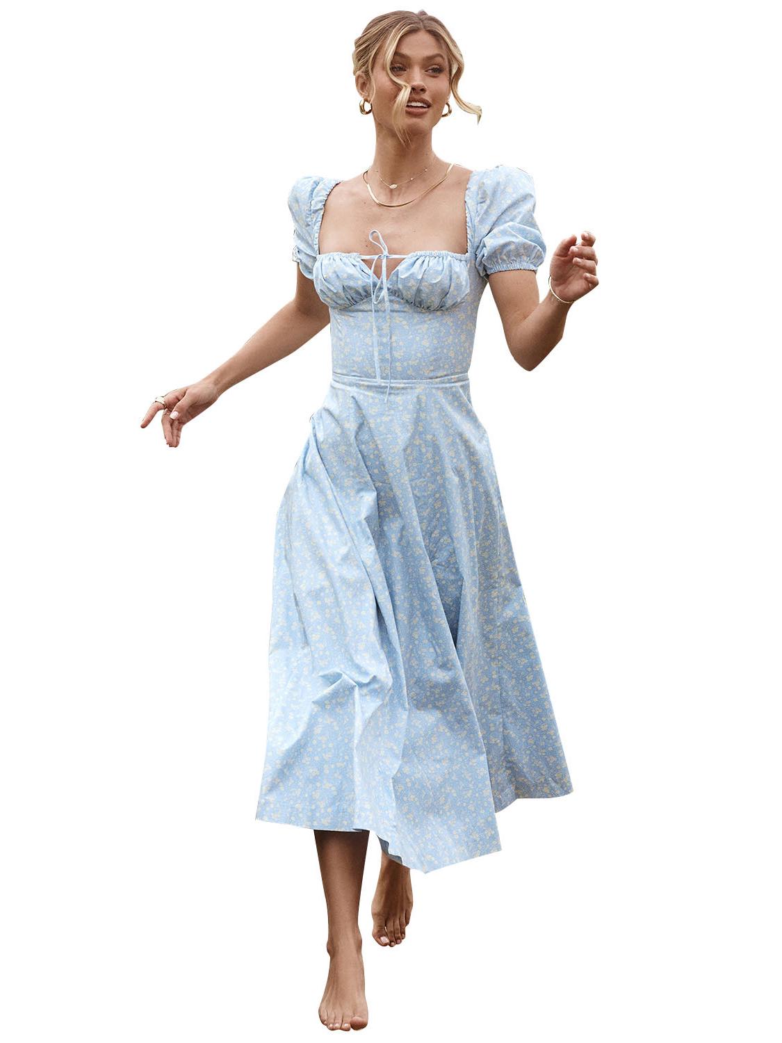 Европейское и американское цветочное платье с пышными рукавами и разрезом на завязках, летнее, для женщин Medium
Европейское и американское цветочное платье с пышными рукавами и разрезом на завязках, летнее, для женщин Medium