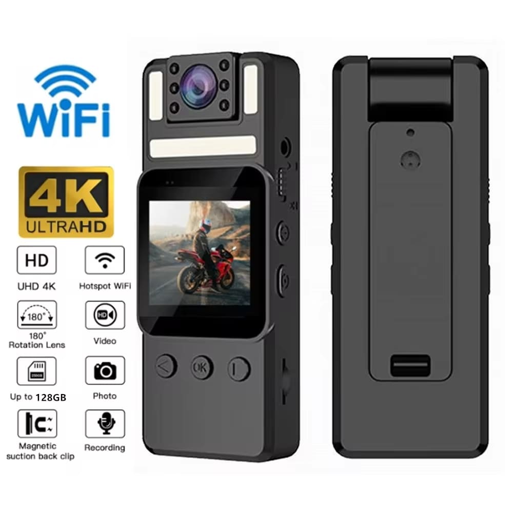 4K High-Definition Mini Bodycam Sports DV Camera Outdoor Portable Camera Запис правоохоронних органів Точка доступу Wi-Fi Запис водіння WiFi Cam
4K High-Definition Mini Bodycam Sports DV Camera Outdoor Portable Camera Запис правоохоронних органів Точка доступу Wi-Fi Запис водіння WiFi Cam
