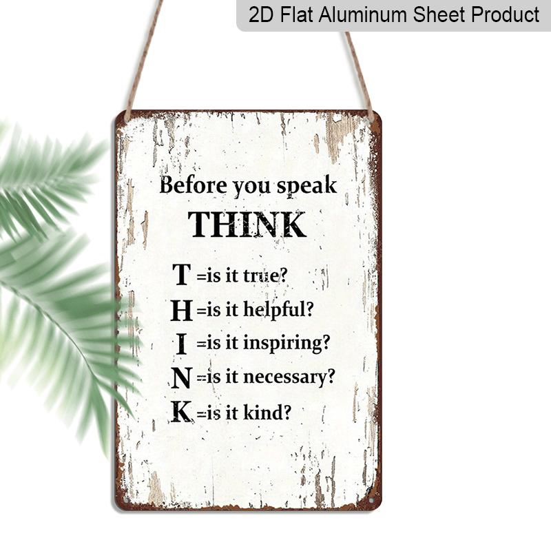 2D Flat, Vintage Metal Wall Art Sign - Before You Speak THINK Quote, Ideal for Universities, Bathrooms, Bars, Cafes, Garages, Farmhouses - Black 20*30cm
2D Flat, Vintage Metal Wall Art Sign - Before You Speak THINK Quote, Ideal for Universities, Bathrooms, Bars, Cafes, Garages, Farmhouses - Black 20*30cm