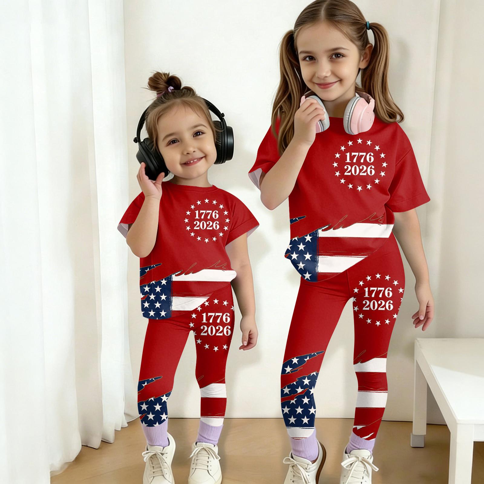 Kids Independence Day Outfit Set Short Sleeve Top and Full Length Pants USA Themed Casual Suit for Boys and Girls 110
Kids Independence Day Outfit Set Short Sleeve Top and Full Length Pants USA Themed Casual Suit for Boys and Girls 110