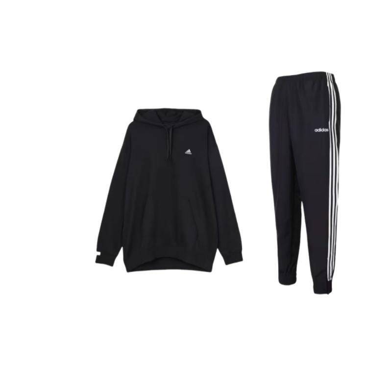 Adidas Удобная толстовка с капюшоном и длинными брюками со средней посадкой, повседневный спортивный комплект унисекс, черный цвет DZ8488+IV7600 S 
Adidas Удобная толстовка с капюшоном и длинными брюками со средней посадкой, повседневный спортивный комплект унисекс, черный цвет DZ8488+IV7600 S