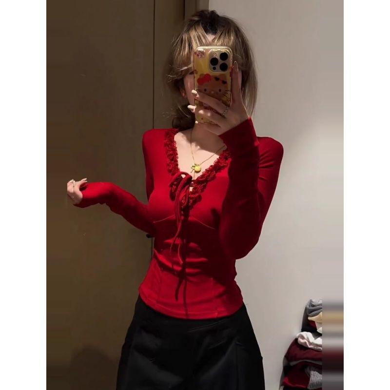 Premium Velvet V-Neck Long-Sleeved Slim Fit Lace Top for Women - Elegant Tie-Up Design for Autumn and Winter XL
Premium Velvet V-Neck Long-Sleeved Slim Fit Lace Top for Women - Elegant Tie-Up Design for Autumn and Winter XL