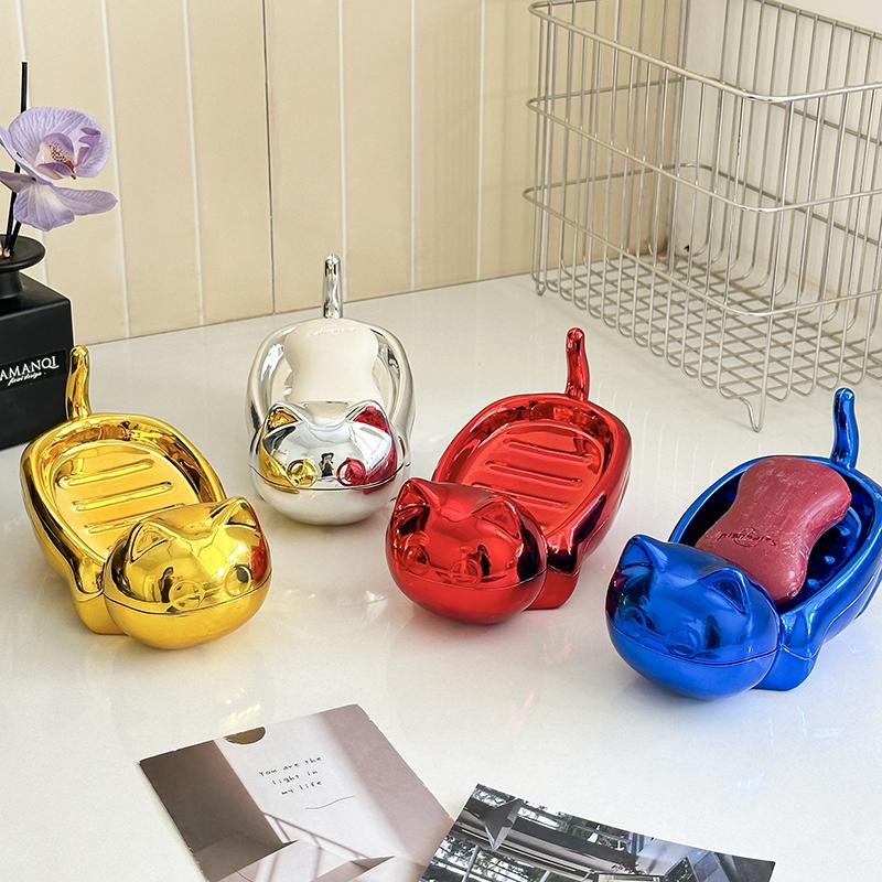 Cartoon Cute Electroplated Big Eyed Cat Creative Soap Box Travel Drainage Soap Box Bathroom Pvc Frame Soap Holder
Cartoon Cute Electroplated Big Eyed Cat Creative Soap Box Travel Drainage Soap Box Bathroom Pvc Frame Soap Holder