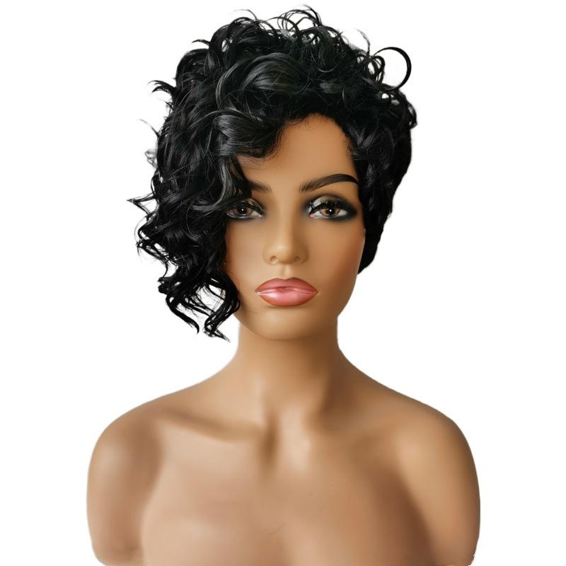Короткий вьющийся синтетический парик для чернокожих женщин. Короткие небрежные кудрявые синтетические волосы с одной боковой частью с челкой. Парик из высокотемпературного волокна чёрный
Короткий вьющийся синтетический парик для чернокожих женщин. Короткие небрежные кудрявые синтетические волосы с одной боковой частью с челкой. Парик из высокотемпературного волокна чёрный