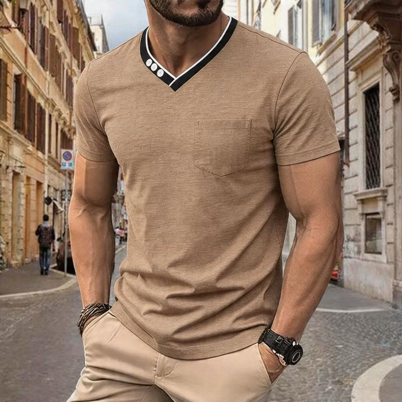 Men s Slim Fit V-Neck T-Shirt Short Sleeve Solid Color Tee with Contrast Collar Button Accent Casual Breathable Tops for Streetwear 2XL хакі
Men s Slim Fit V-Neck T-Shirt Short Sleeve Solid Color Tee with Contrast Collar Button Accent Casual Breathable Tops for Streetwear 2XL хакі