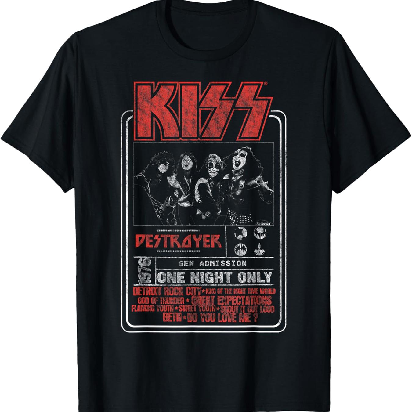 KISS Band One Night Only Casual Cotton T-Shirt Crew Neck Slight Stretch All-Season Knit Fabric Patterned Print S
KISS Band One Night Only Casual Cotton T-Shirt Crew Neck Slight Stretch All-Season Knit Fabric Patterned Print S