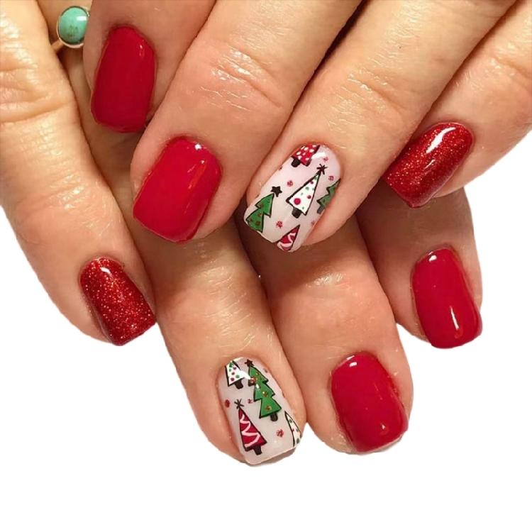 Short Square False Nails Full Cover Stick on Nails Christmas Tree Artificial Nails Glittering Press On Nails 1
Short Square False Nails Full Cover Stick on Nails Christmas Tree Artificial Nails Glittering Press On Nails 1