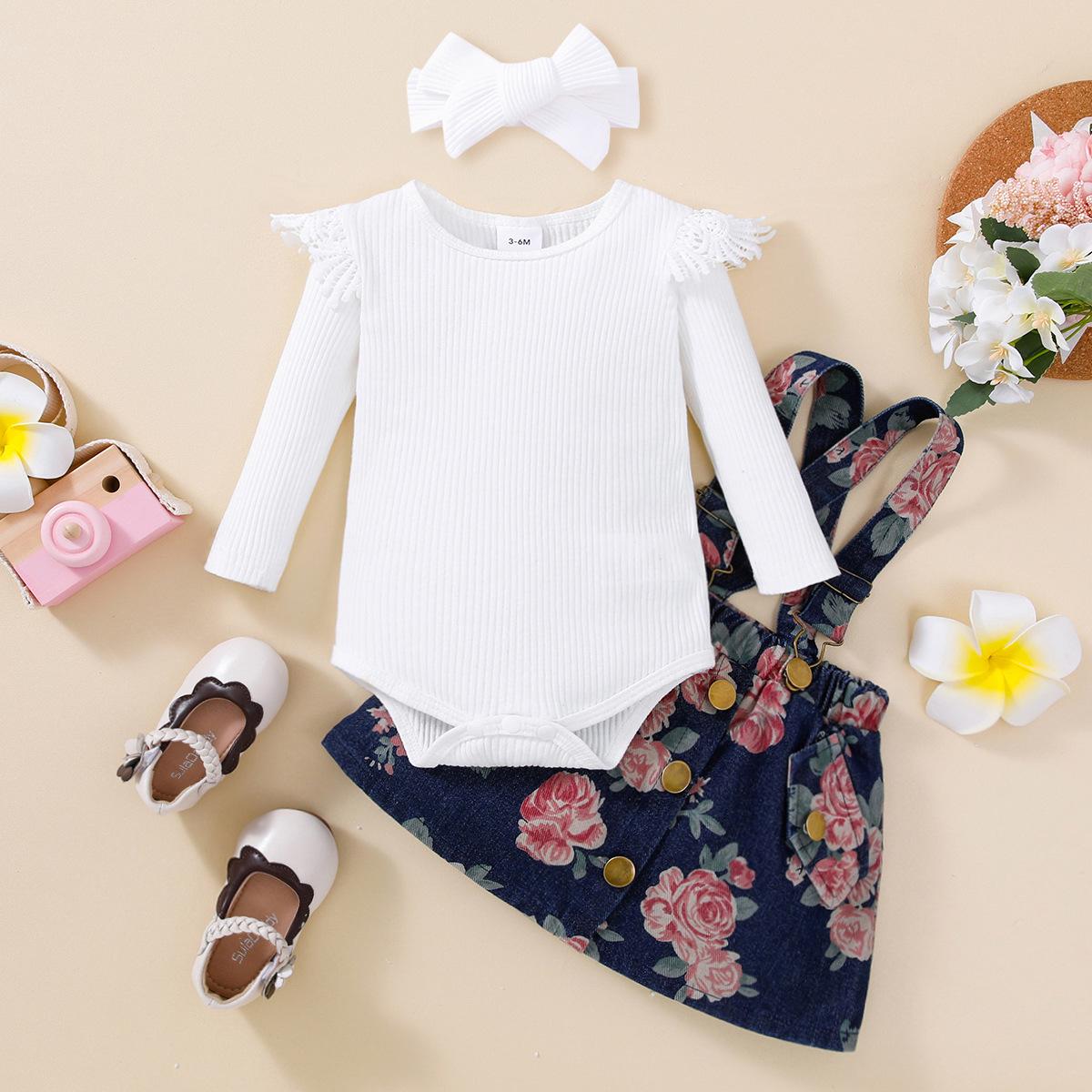New Baby Girl Romper: Fresh European & American Style Denim Suspender Skirt with Headband 18-24 Months квітковий
New Baby Girl Romper: Fresh European & American Style Denim Suspender Skirt with Headband 18-24 Months квітковий