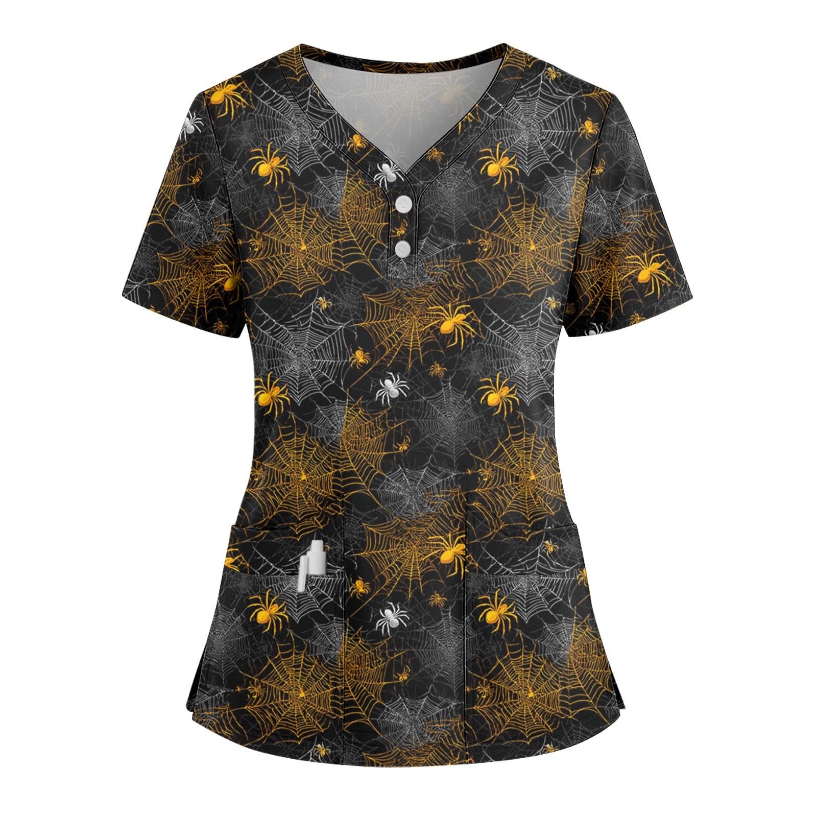 Женская свободная модная футболка с короткими рукавами и принтом паутины на Хэллоуин, V-образным вырезом, застегивающаяся на пуговицы, с боковым разрезом M
Женская свободная модная футболка с короткими рукавами и принтом паутины на Хэллоуин, V-образным вырезом, застегивающаяся на пуговицы, с боковым разрезом M