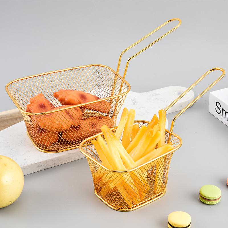 Cross Gold Western Restaurant Snack Basket: Fried Chicken and French Fries Stainless Steel Basket Small (Gold)
Cross Gold Western Restaurant Snack Basket: Fried Chicken and French Fries Stainless Steel Basket Small (Gold)