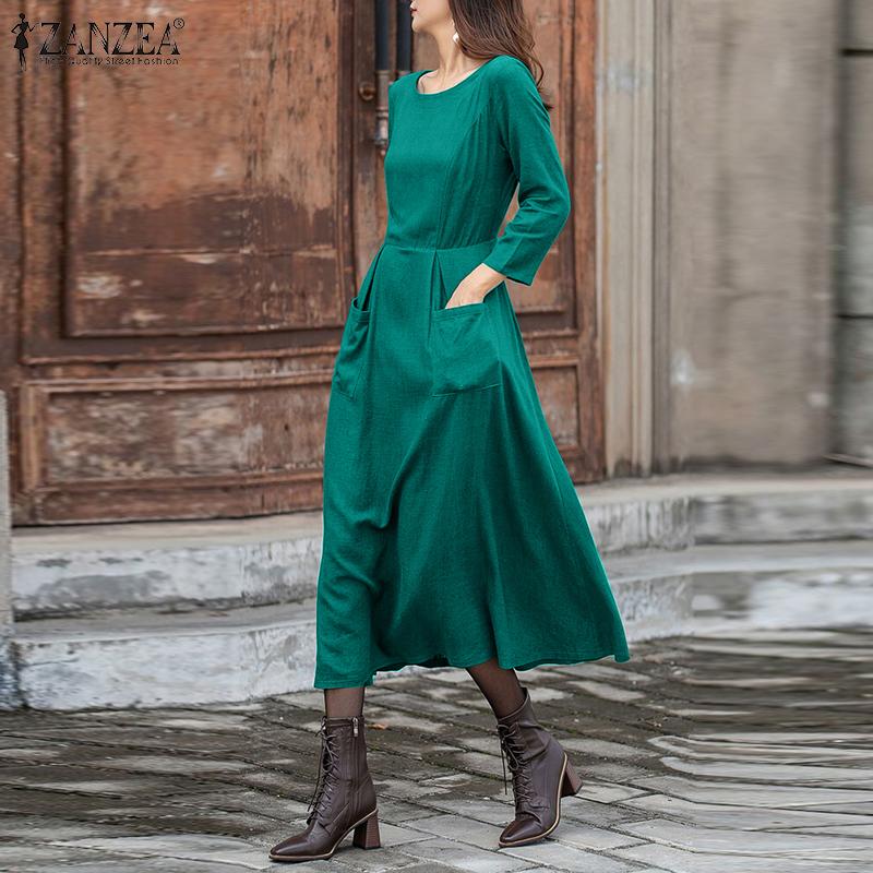 ZANZEA женское платье с круглым вырезом, рукавами 9/10, талией, сборными карманами на талии, однотонное платье по краю
ZANZEA женское платье с круглым вырезом, рукавами 9/10, талией, сборными карманами на талии, однотонное платье по краю