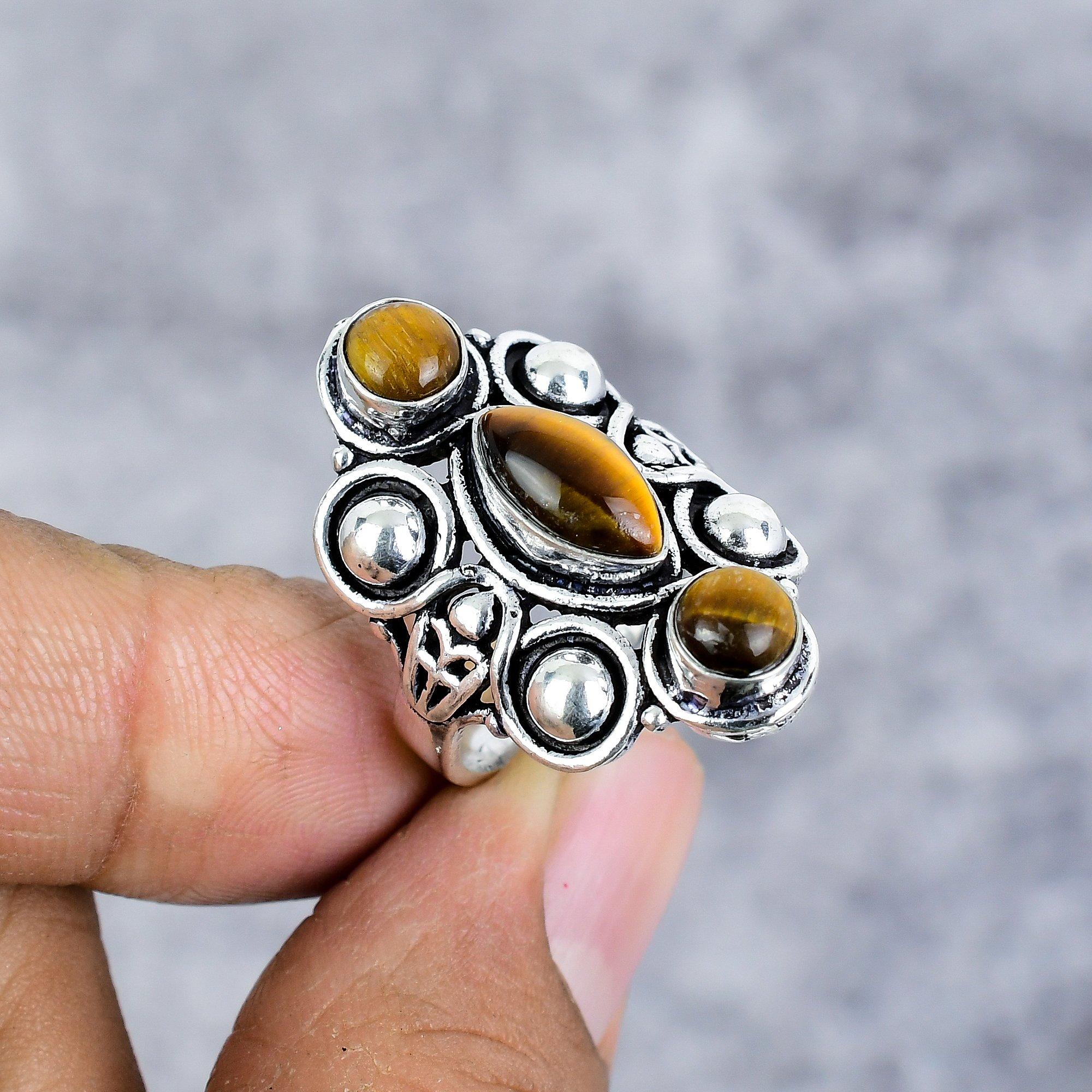 Tiger Eye Gemstone Handmade 925 Sterling Silver Jewelry Ring Size 7.5 M-2666
Tiger Eye Gemstone Handmade 925 Sterling Silver Jewelry Ring Size 7.5 M-2666