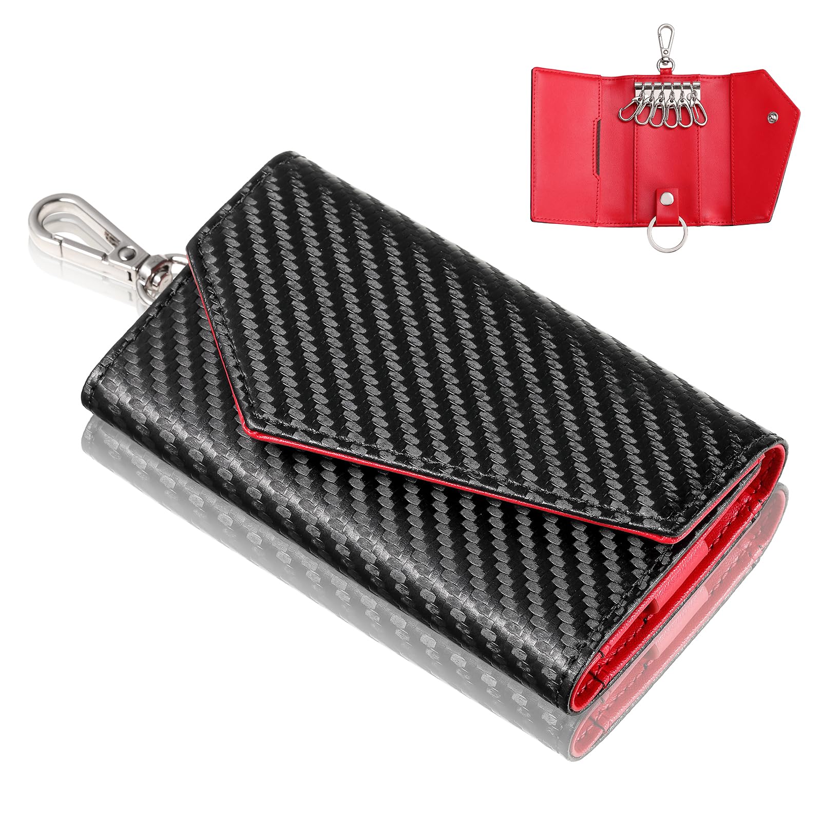 INMURYIA Carbon Fiber Leather Key Case with 6 Fits Household Car Smart Bicycle and Office Includes Storage Pockets for Cash Cards and IC and Perfect
INMURYIA Carbon Fiber Leather Key Case with 6 Fits Household Car Smart Bicycle and Office Includes Storage Pockets for Cash Cards and IC and Perfect