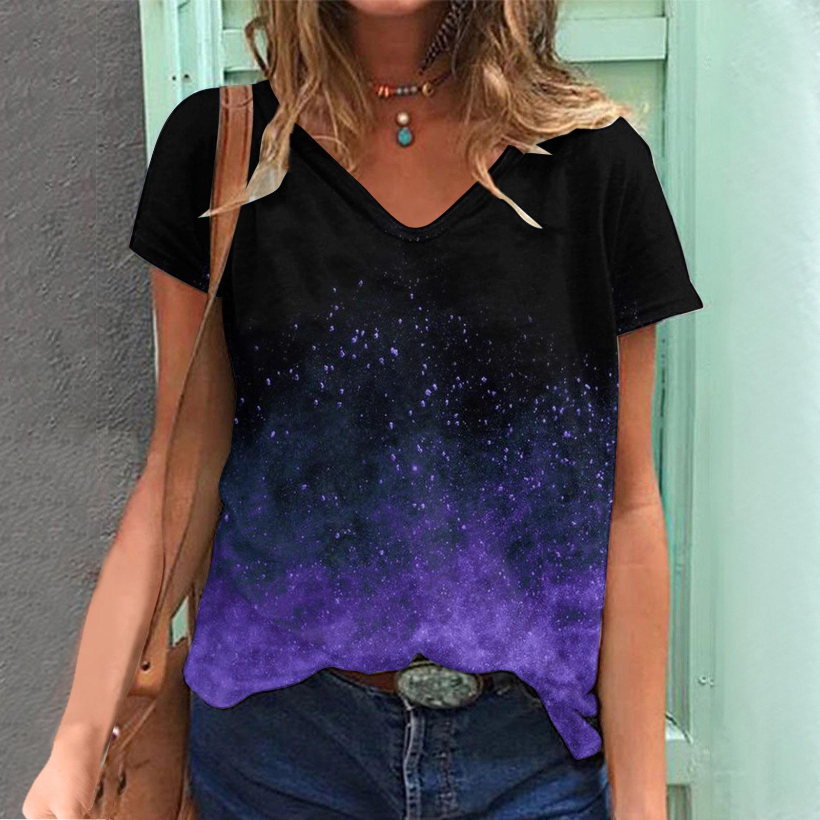 Women gradient 3D print V-Neck Short Sleeve T-shirts Harajuku Streetwear oversized T-shirt Summer Female clothes Y2K Tops S
Women gradient 3D print V-Neck Short Sleeve T-shirts Harajuku Streetwear oversized T-shirt Summer Female clothes Y2K Tops S