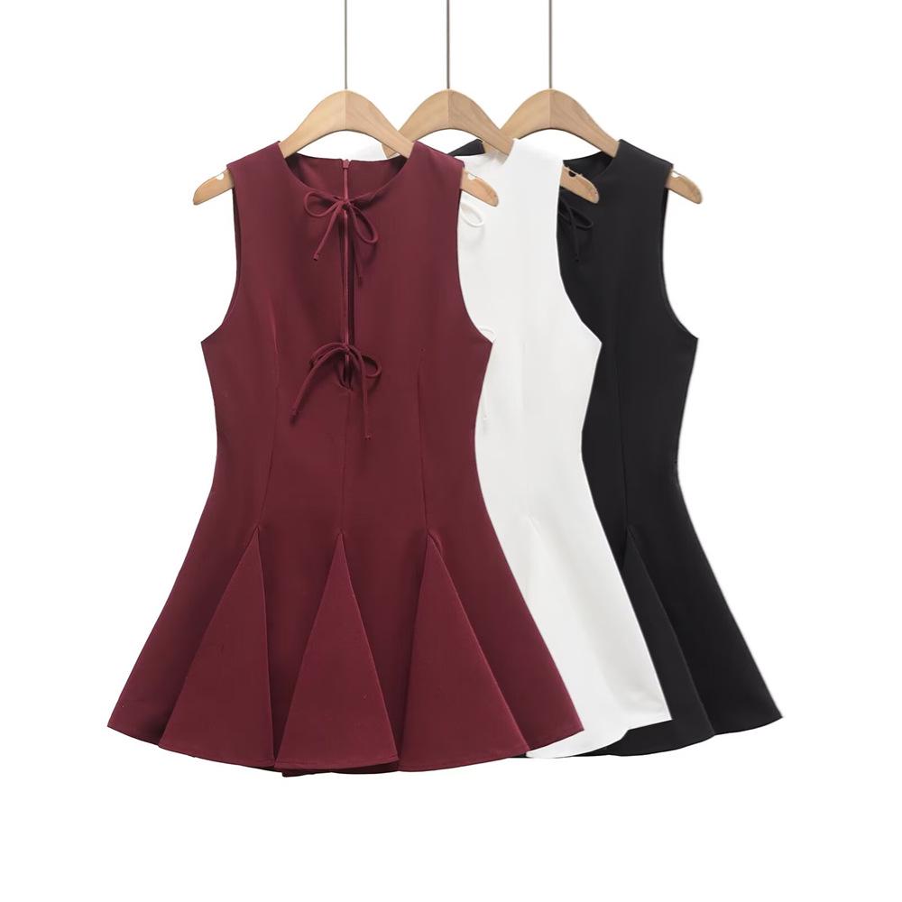 2025 Spring/Summer Women s High-End Vest Dress with Wavy Hem and Bow Detail L вино красного
2025 Spring/Summer Women s High-End Vest Dress with Wavy Hem and Bow Detail L вино красного