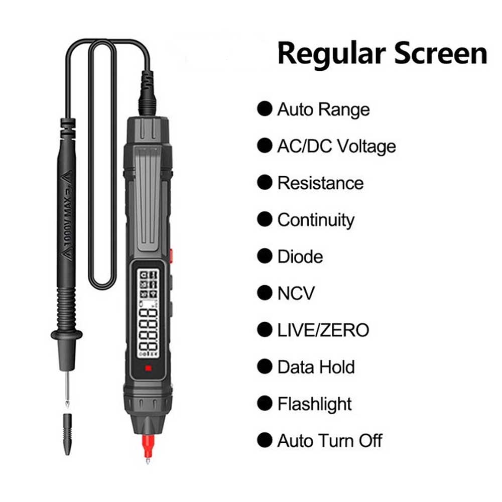 Розумний цифровий мультиметр 6000 відліків Безконтактний Високоточний Ручка-детектор напруги Автоматичний діапазон Ємність Ом NCV Тестер
Розумний цифровий мультиметр 6000 відліків Безконтактний Високоточний Ручка-детектор напруги Автоматичний діапазон Ємність Ом NCV Тестер