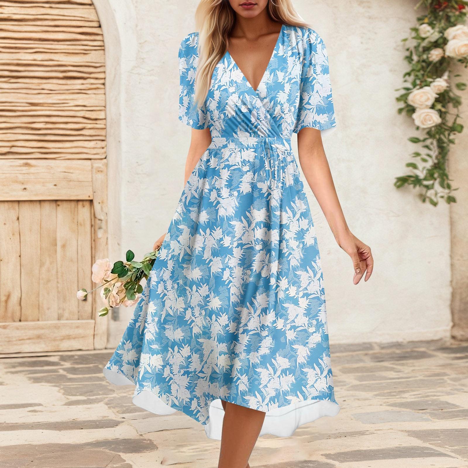 Женское летнее свободное платье с V-образным вырезом и коротким рукавом, элегантное платье XL небесно-голубой
Женское летнее свободное платье с V-образным вырезом и коротким рукавом, элегантное платье XL небесно-голубой