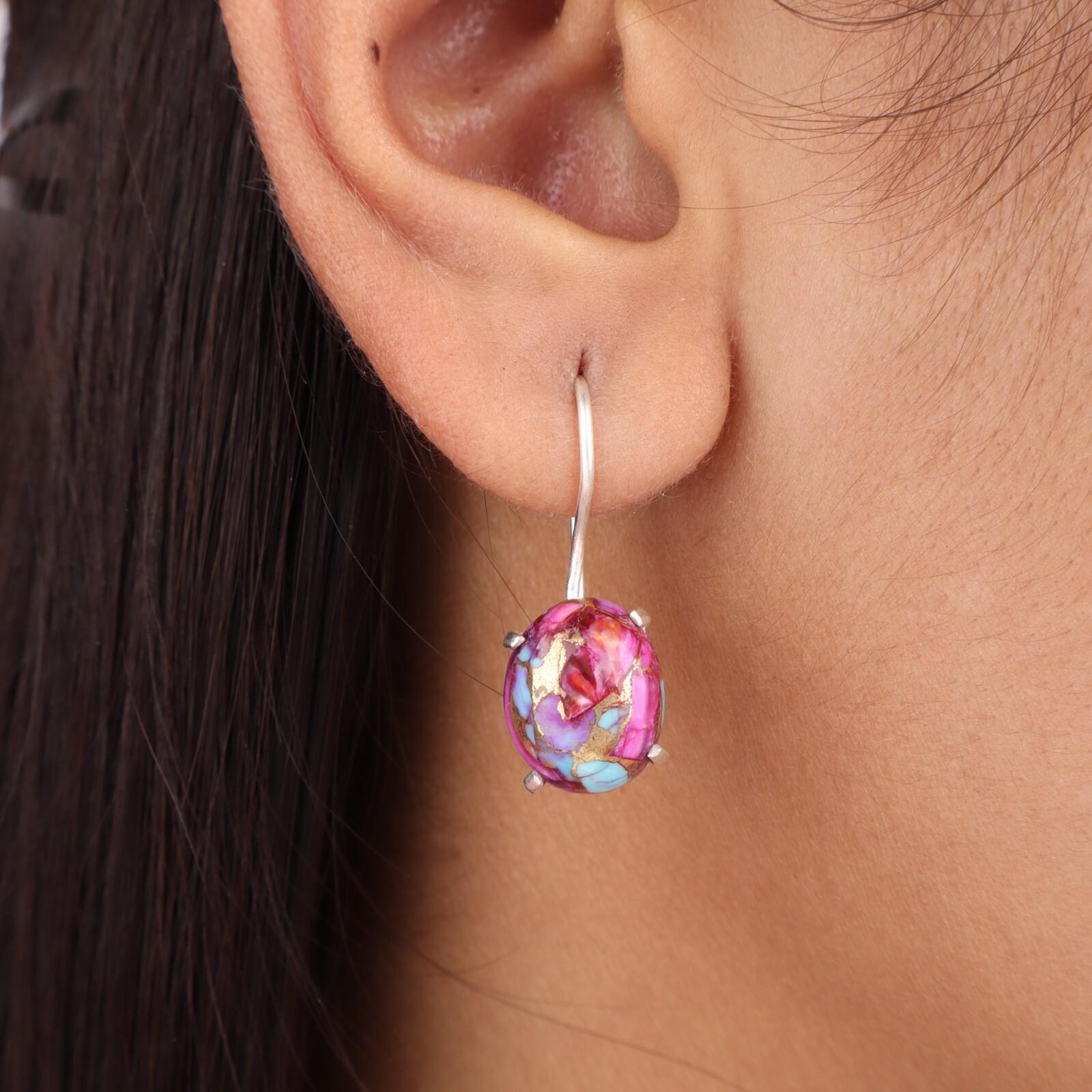 Rare Pink Dahlia Turquoise Gemstone 925 Sterling Silver Handmade Earrings 1.05 EE-173-42
Rare Pink Dahlia Turquoise Gemstone 925 Sterling Silver Handmade Earrings 1.05 EE-173-42