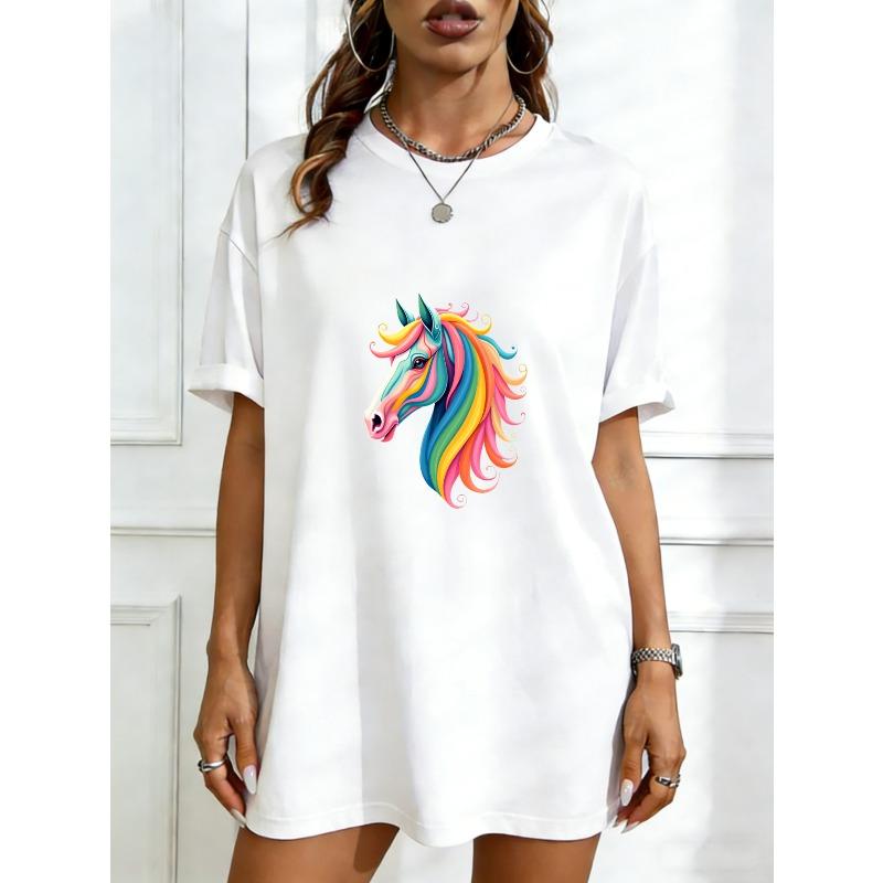 Oversized T-Shirt Black Rainbow Horse Print Casual Wear For Women Summer Fashion Statement Piece Street Style Top XXXXL білий
Oversized T-Shirt Black Rainbow Horse Print Casual Wear For Women Summer Fashion Statement Piece Street Style Top XXXXL білий