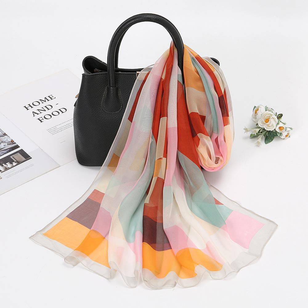 New Spliced Colorful Checkered Silk Scarf for Women s Summer Chiffon Festival Gift 160*50cm
New Spliced Colorful Checkered Silk Scarf for Women s Summer Chiffon Festival Gift 160*50cm
