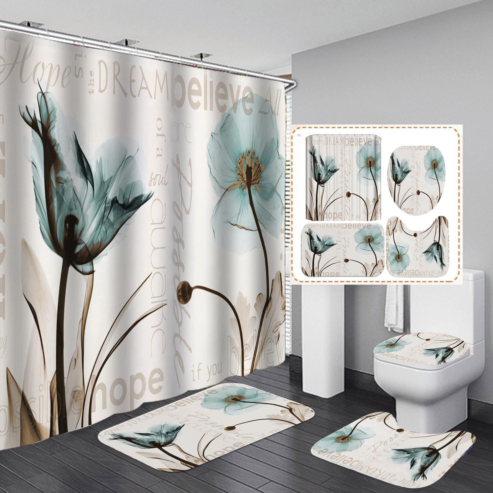 4Pcs Flower Series Набори завіс для душу для ванної кімнати Нековзкі килимки для ванної кімнати Кришка для унітазу Килимок для ванної кімнати 4Pcs
4Pcs Flower Series Набори завіс для душу для ванної кімнати Нековзкі килимки для ванної кімнати Кришка для унітазу Килимок для ванної кімнати 4Pcs