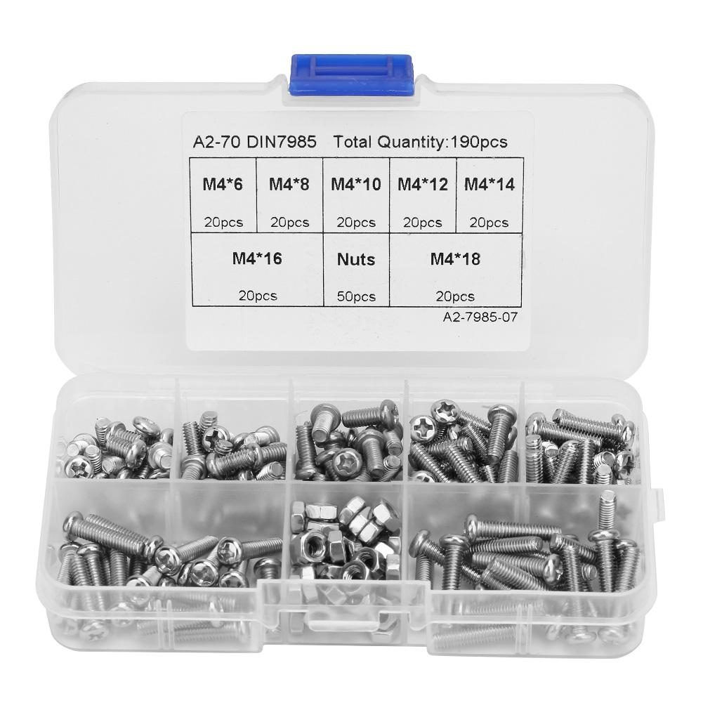 Набор крестовых винтов и гаек 190 шт. M4*6\M4*8\M4*10\M4*12\M4*14\M4*16\M4*18
Набор крестовых винтов и гаек 190 шт. M4*6\M4*8\M4*10\M4*12\M4*14\M4*16\M4*18