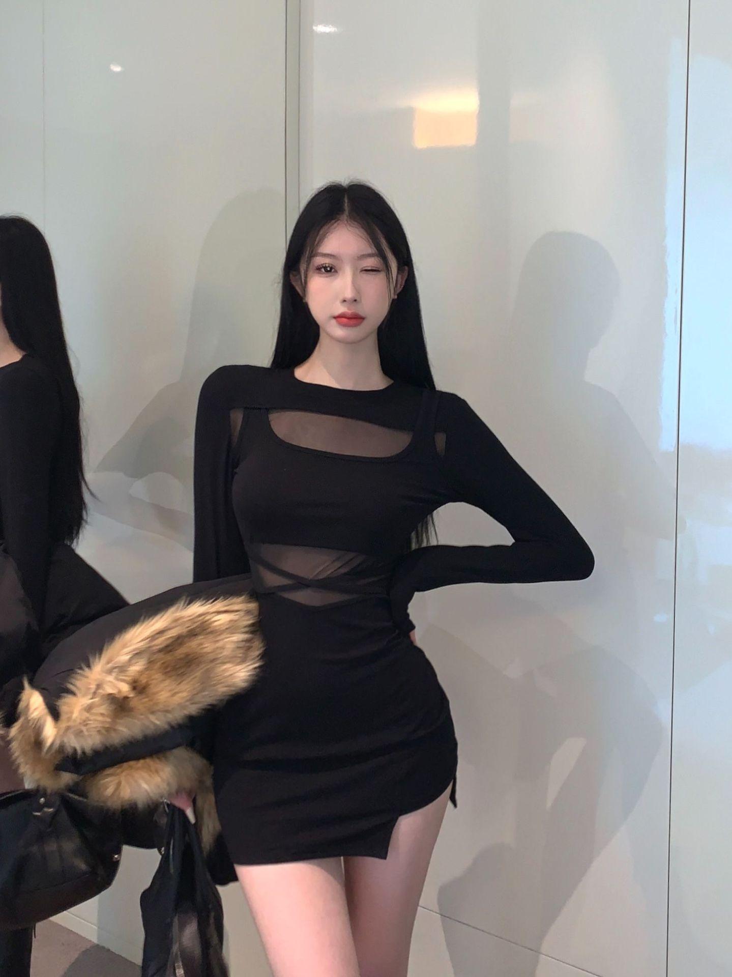 Pure desire Spice Girl mesh splicing long-sleeved dress for women s autumn and winter bottoming, waist and thin buttocks short skirt XL чорний
Pure desire Spice Girl mesh splicing long-sleeved dress for women s autumn and winter bottoming, waist and thin buttocks short skirt XL чорний