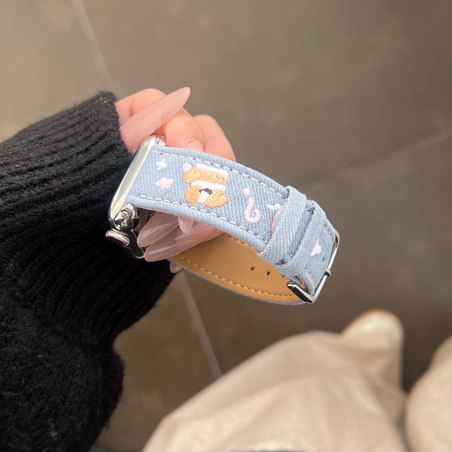 Denim Watch Band for Apple Watch Series 10 Ultra 9 8 7 SE 6 5 4 3 2 1 46mm 49mm 45mm 44mm 42mm Embroidered Dog Star Strap Dark Blue
Denim Watch Band for Apple Watch Series 10 Ultra 9 8 7 SE 6 5 4 3 2 1 46mm 49mm 45mm 44mm 42mm Embroidered Dog Star Strap Dark Blue