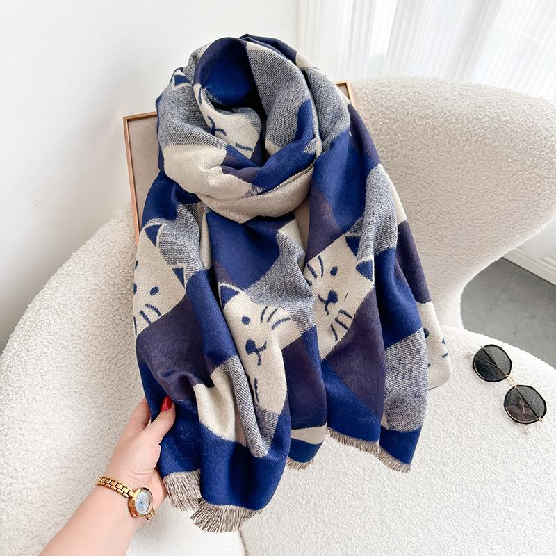 Новый клетчатый шарф из имитации кашемира, женский универсальный, с котенком, теплый, повседневный платок, осенне-зимняя модная утолщенная шаль 190CM
Новый клетчатый шарф из имитации кашемира, женский универсальный, с котенком, теплый, повседневный платок, осенне-зимняя модная утолщенная шаль 190CM