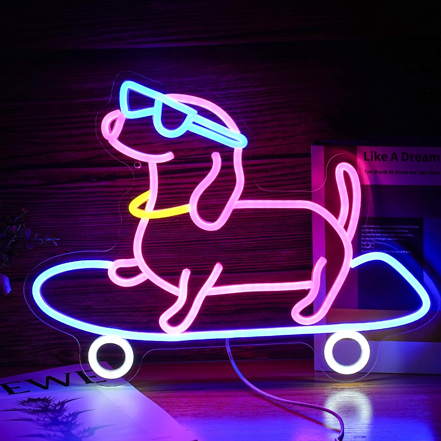 Dog Neon Cute Dog with Glasses LED Neon Light Dimmable Skateboard Neon Light Up Sign for Bedroom Decor Pet Shop Art Wall Decor Light for Girls Boys
Dog Neon Cute Dog with Glasses LED Neon Light Dimmable Skateboard Neon Light Up Sign for Bedroom Decor Pet Shop Art Wall Decor Light for Girls Boys